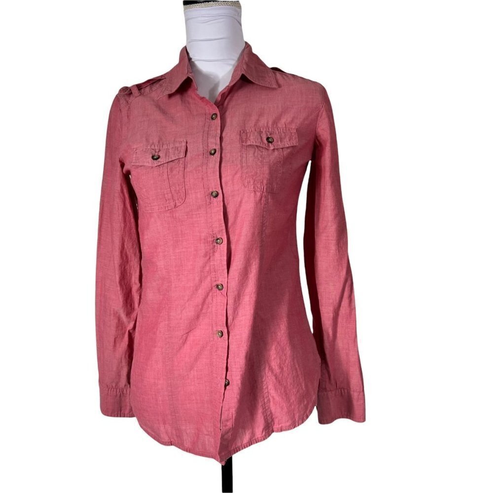 GAP Factory Pink Button Down Long Sleeve Top Shirt size XS